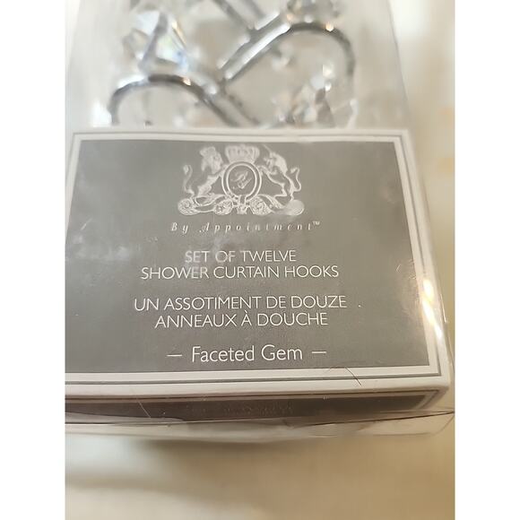 By Appointment Set of 12 Shower Curtain Acrylic Hooks Chrome Large Faceted Gem - Picture 4 of 8